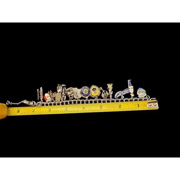 Vintage MONET 7" Sterling Silver 925 Charm Bracelet With 13 Charms Travel THEMED - Picture 7 of 16